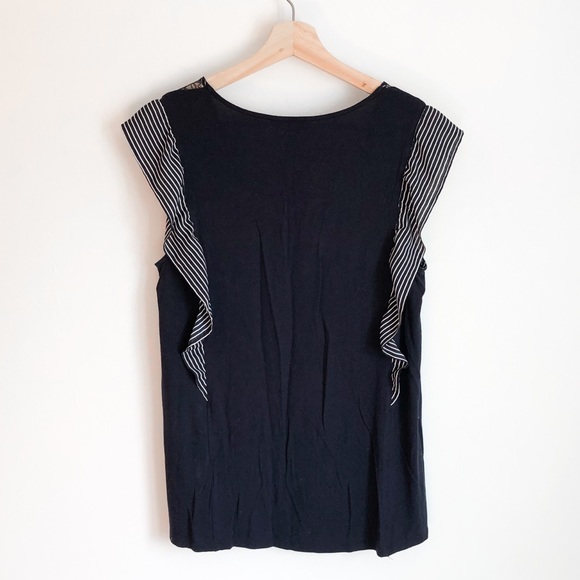 RW&Co navy stripes sleeveless blouse Sz. M - Picture 2 of 3